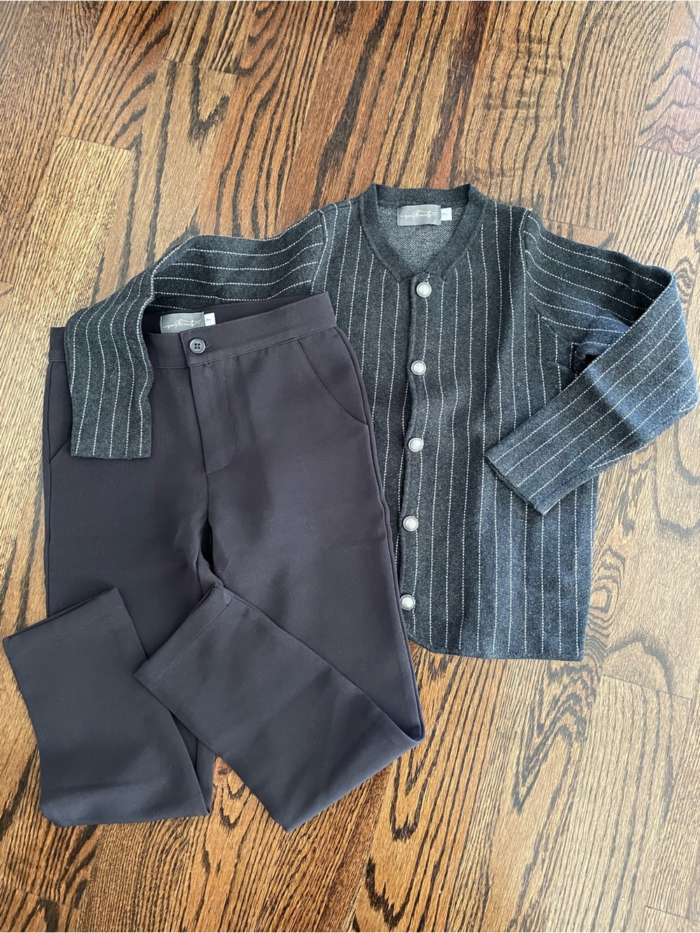 Sweet Threads boys sweater and pants. Dark grey pants. Size 7